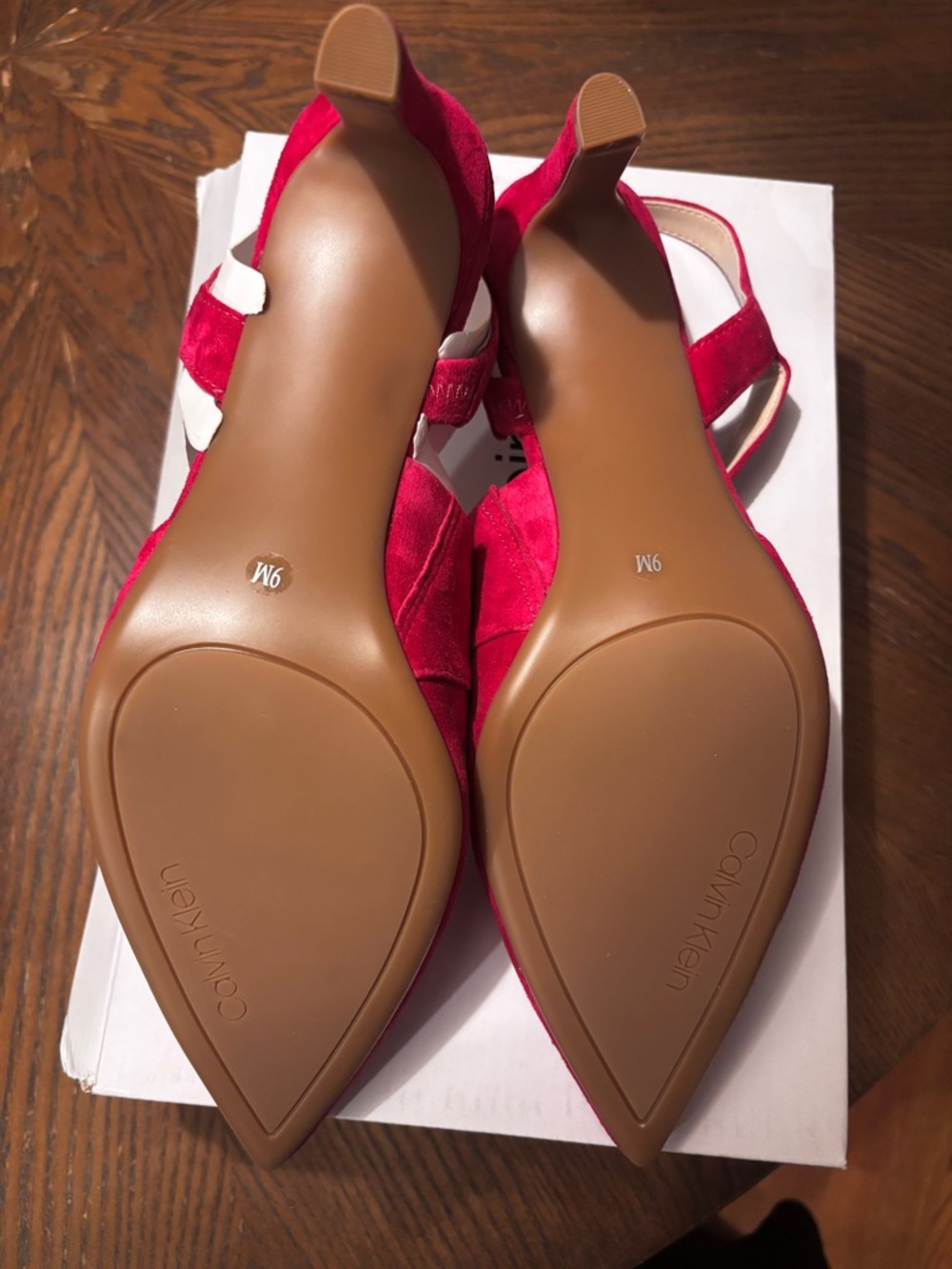 Calvin Klein Larin Slingback Heels Medium Pink 660 Suede Pointed Toe Size 9M - Picture 6 of 8